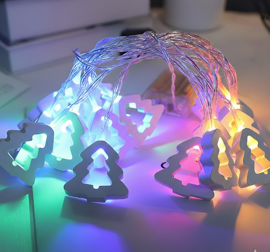 Guirnalda de luces LED en blanco cálido con diez estrellas de papel