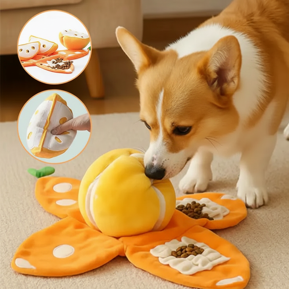 FruitSniff フルーツかくれんぼぬいぐるみ犬用おもちゃ - おやつパズルおもちゃ