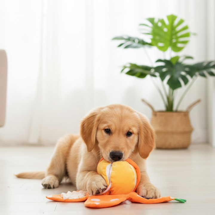 FruitSniff フルーツかくれんぼぬいぐるみ犬用おもちゃ - おやつパズルおもちゃ