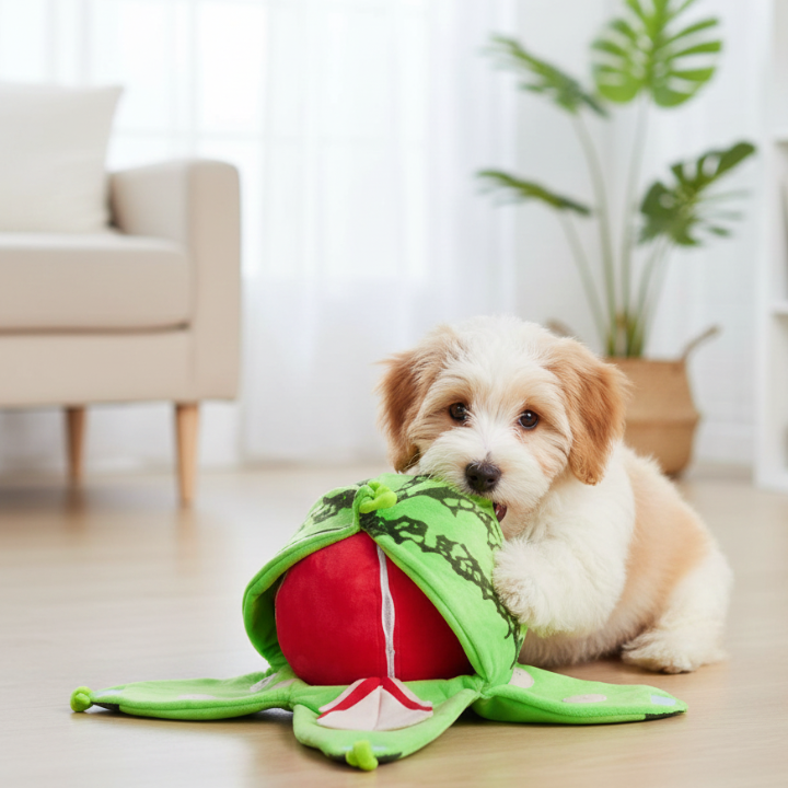 FruitSniff フルーツかくれんぼぬいぐるみ犬用おもちゃ - おやつパズルおもちゃ