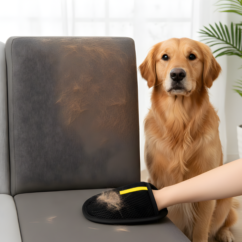 FurCatch 再利用可能ペット用抜け毛取りグローブ - 静電気で毛を浮かせる