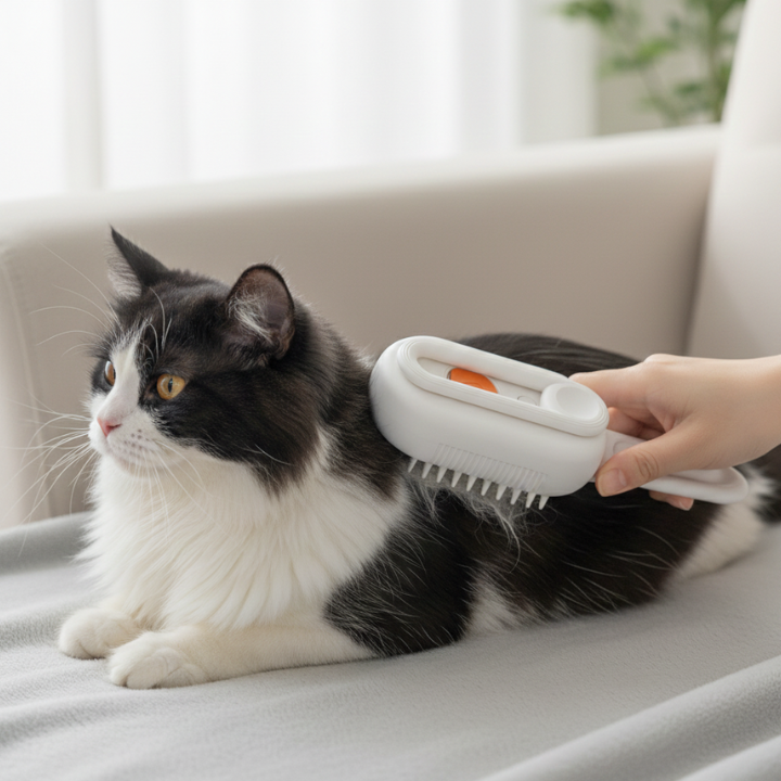FurEase 猫用スチームグルーミングブラシ - 温かいミスト、簡単グルーミング