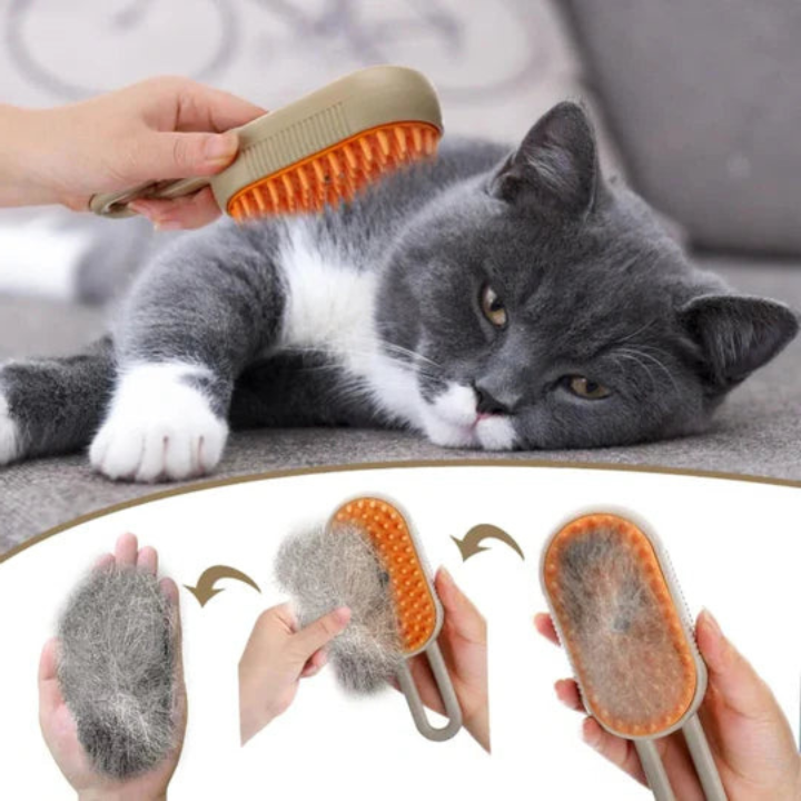FurEase 猫用スチームグルーミングブラシ - 温かいミスト、簡単グルーミング