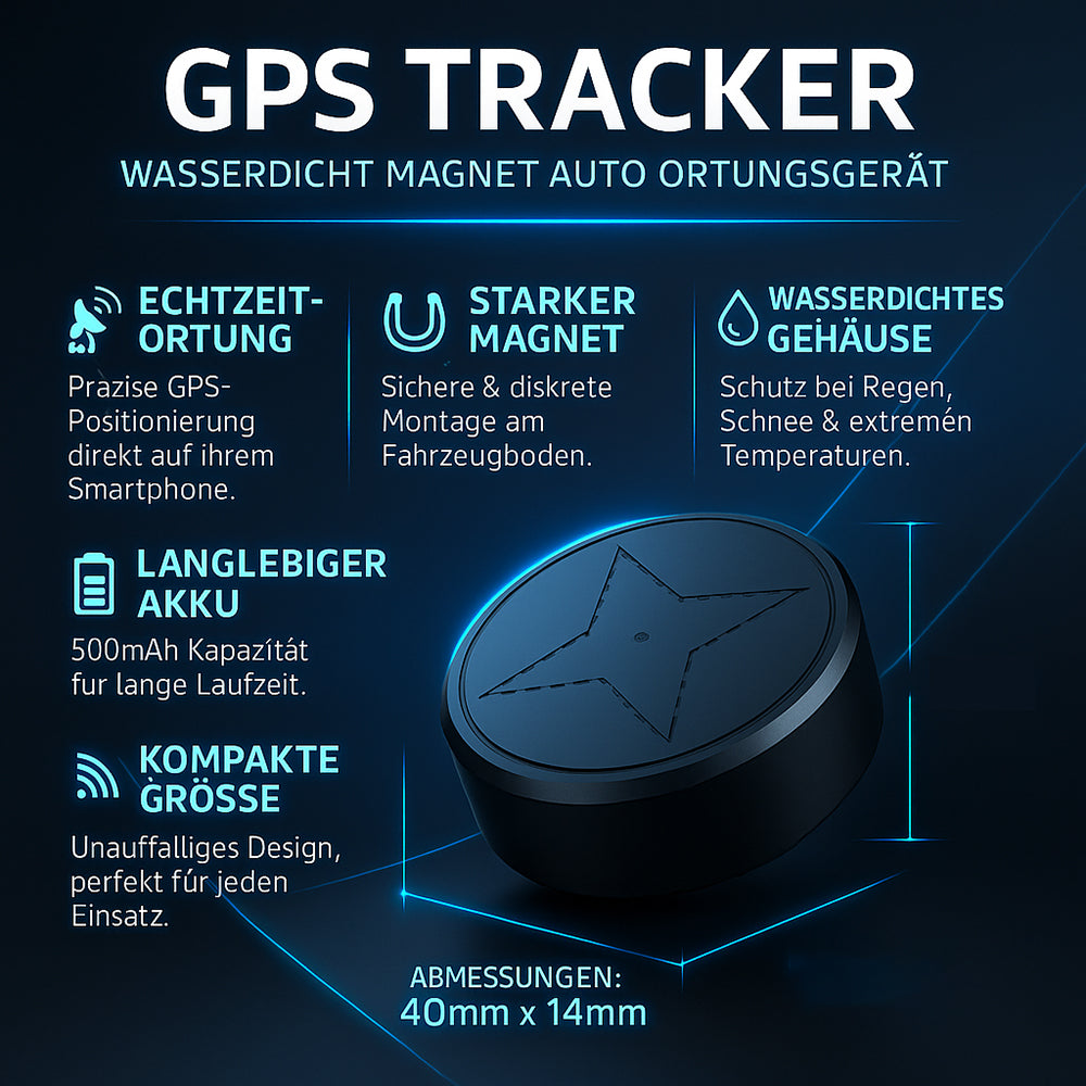 גשש GPS מגנטי עמיד למים — מאתר רכב קומפקטי