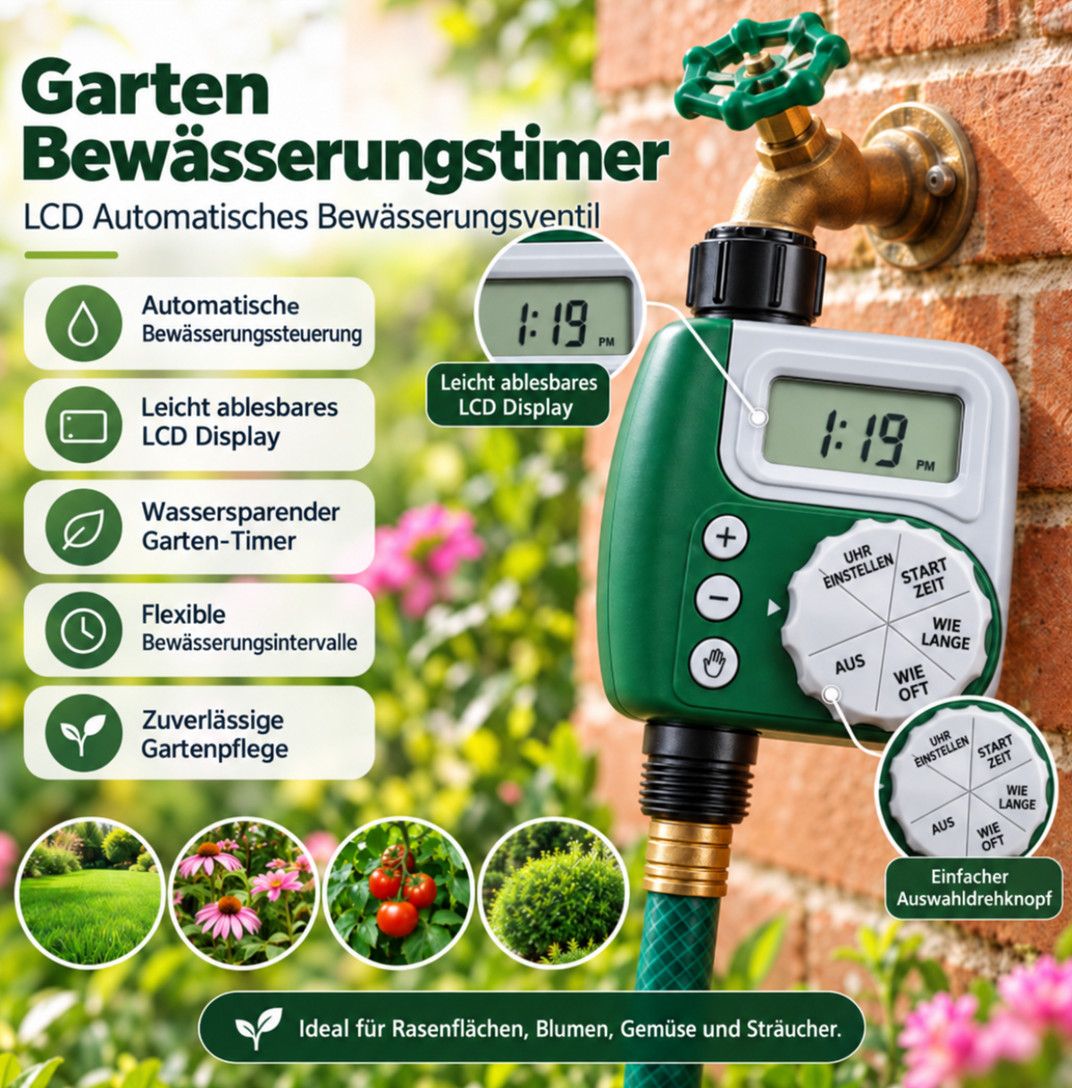 Digital Garden Watering Timer — Automatic Schedule Control