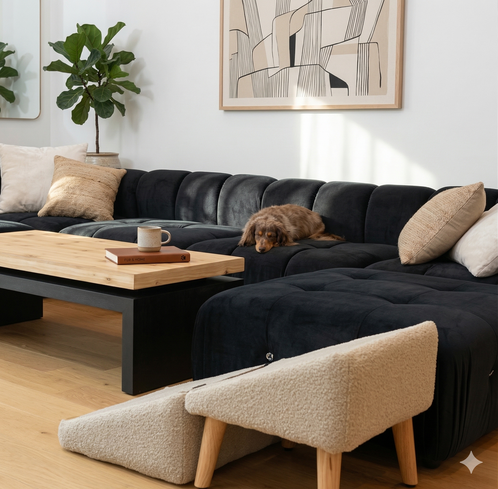 2-in-1 Split Ottoman Dog Ramp for Couch, Bed, Car & Cats
