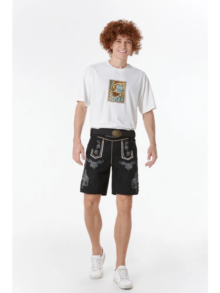 AlpenHernando ægte lederhosen i læder til mænd med seler