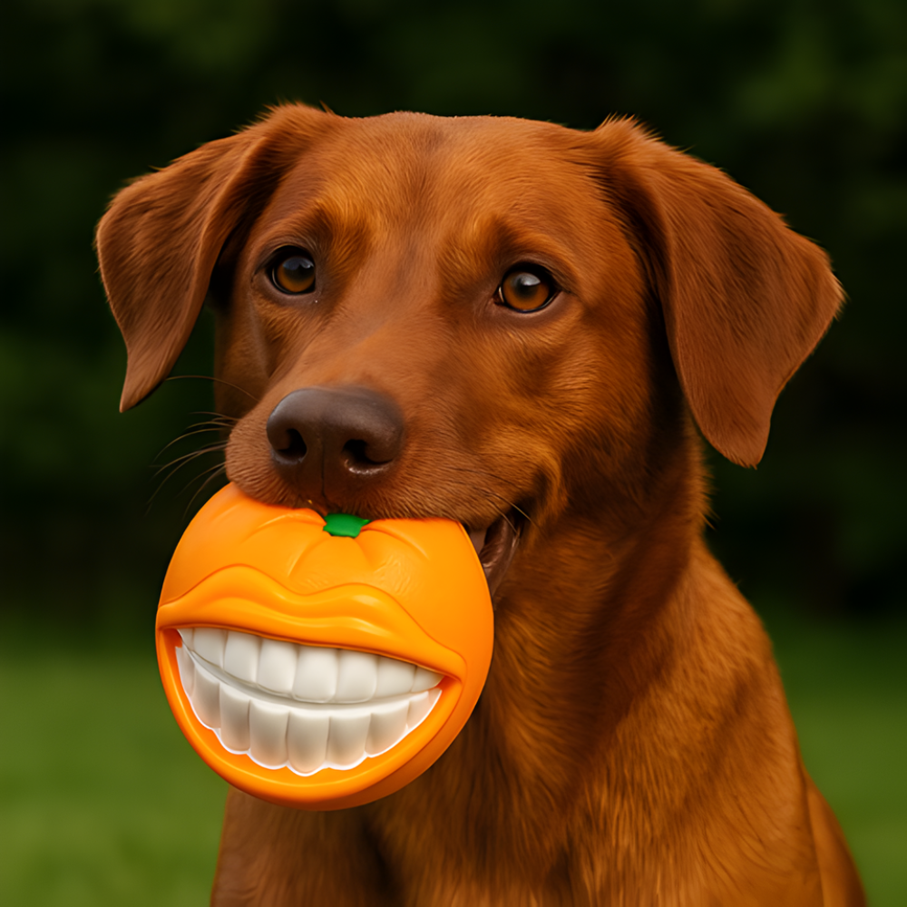 GiggleChomp 活発な犬向けおもしろスマイル噛むボールおもちゃ