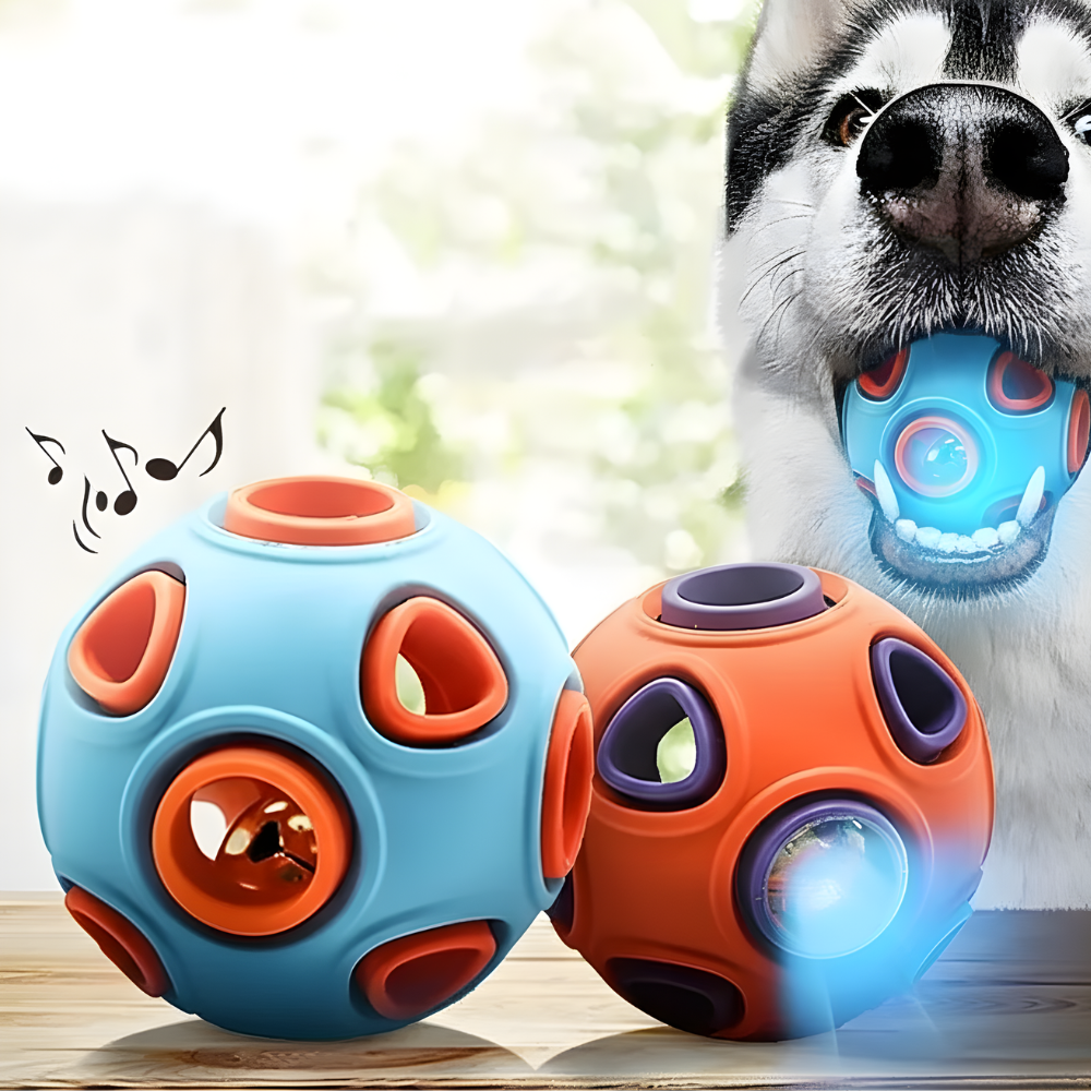 GlowOrbit インタラクティブ犬用噛むボール - 動きで光る
