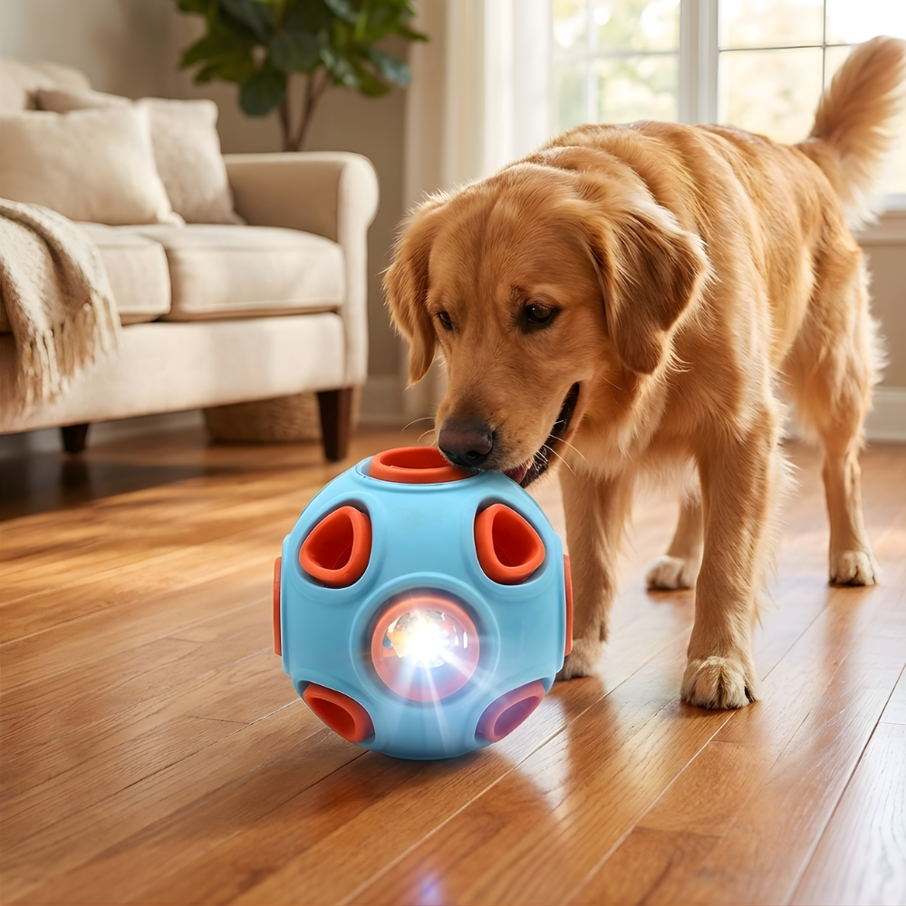 GlowOrbit インタラクティブ犬用噛むボール - 動きで光る