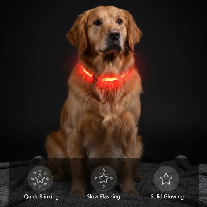 GlowPaw LED発光犬用首輪 - 明るく多方向から視認可能
