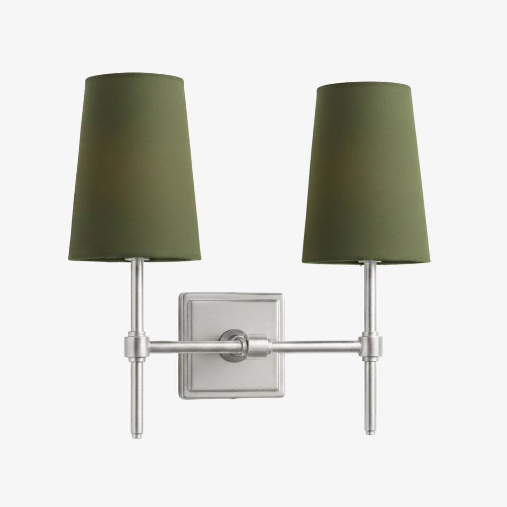 Rowan Elegant White-Linen Shade Wall Lamp – Retro Metal Wall Light for Bedroom & Hallway | Esilora