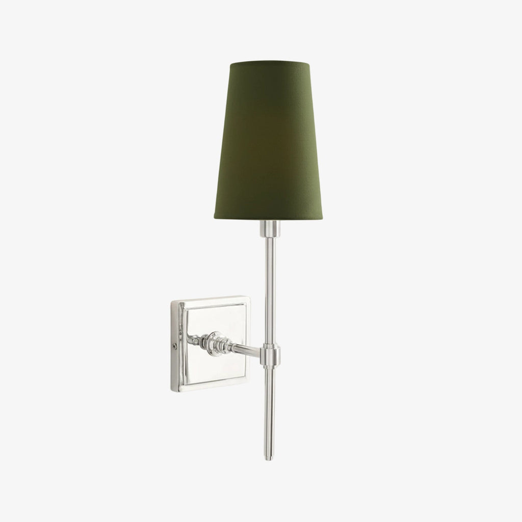 Rowan Elegant White-Linen Shade Wall Lamp – Retro Metal Wall Light for Bedroom & Hallway | Esilora