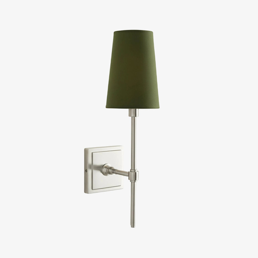 Rowan Elegant White-Linen Shade Wall Lamp – Retro Metal Wall Light for Bedroom & Hallway | Esilora