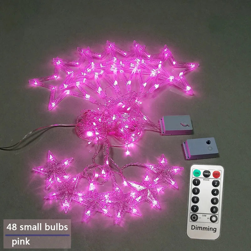 Catena luminosa a tenda con stelle LED Auraly — diverse modalità di illuminazione