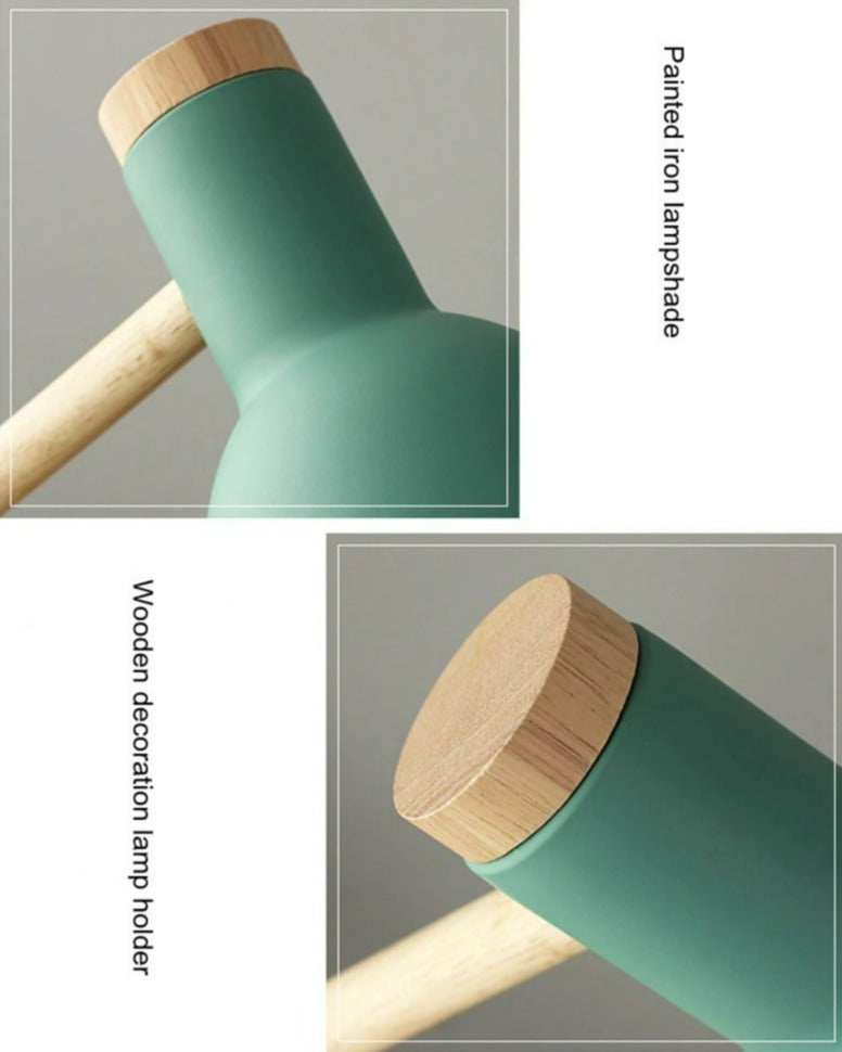 AureNordic verstellbare Schreibtischlampe — Holzfuß, skandinavischer Stil