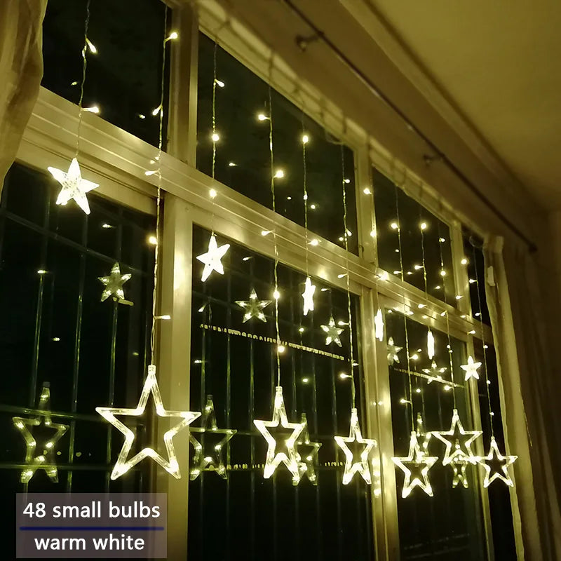 Catena luminosa a tenda con stelle LED Auraly — diverse modalità di illuminazione
