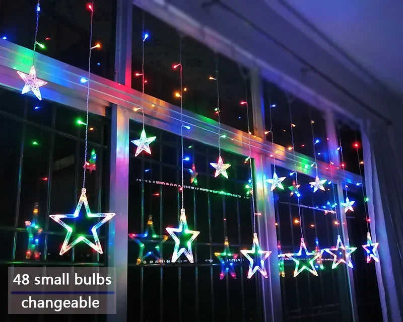 Catena luminosa a tenda con stelle LED Auraly — diverse modalità di illuminazione