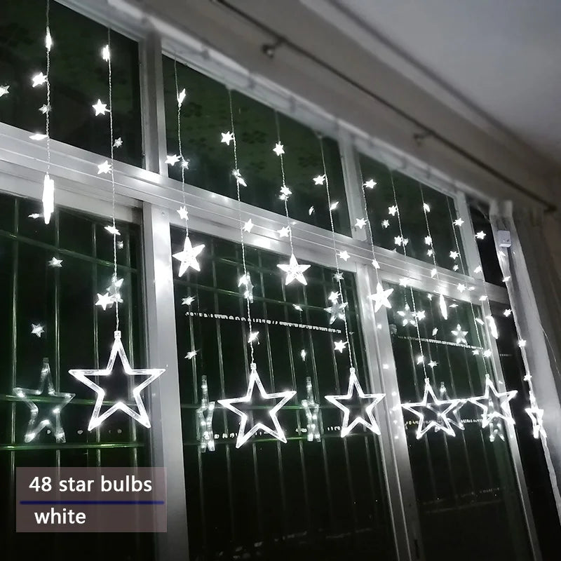 Catena luminosa a tenda con stelle LED Auraly — diverse modalità di illuminazione