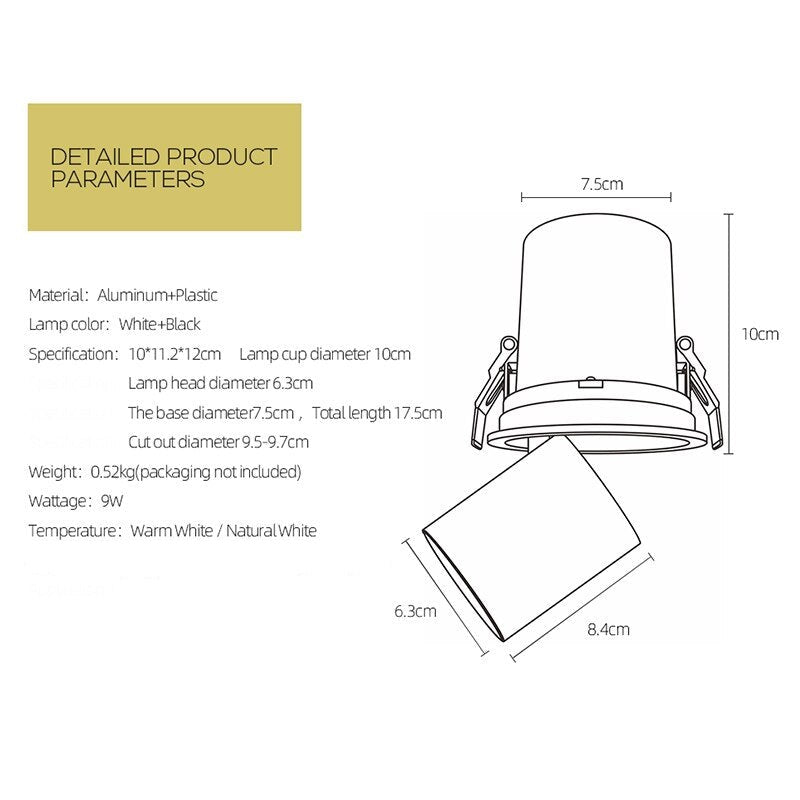 Spots LED escamotables élégants pour un éclairage intérieur moderne