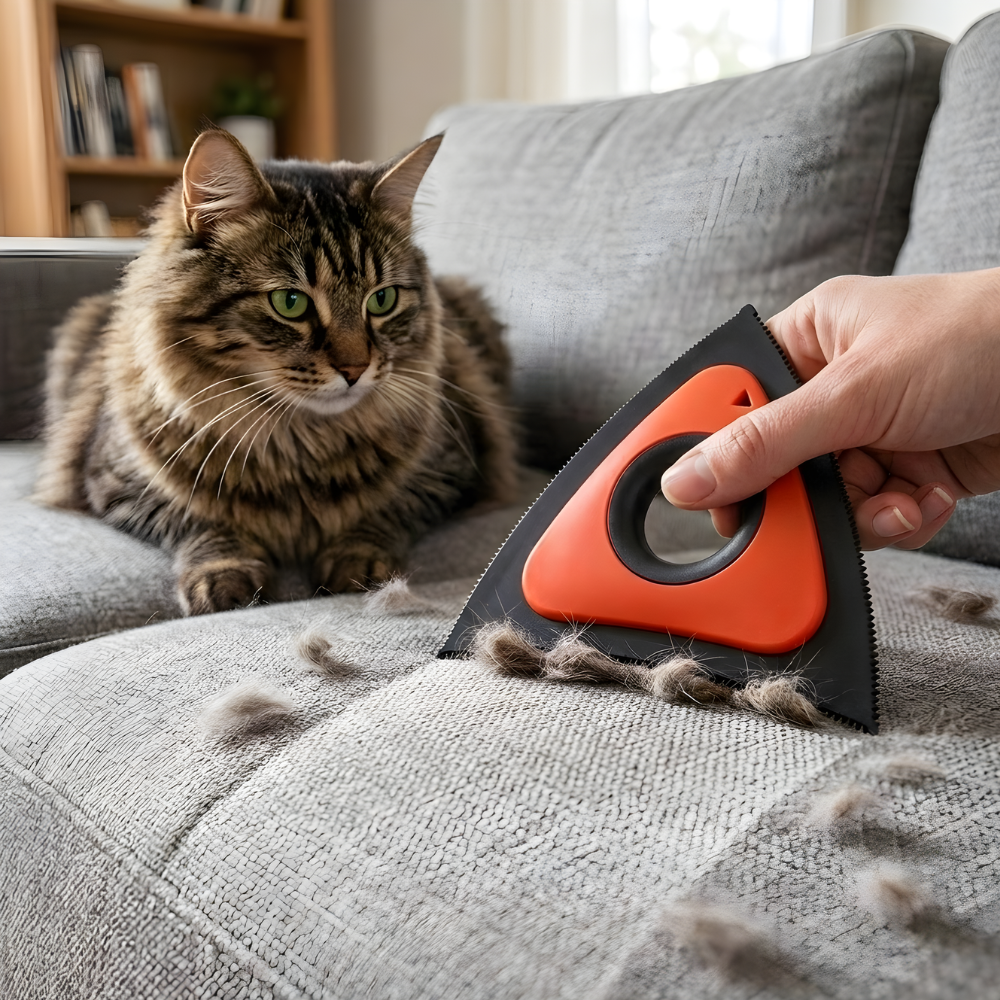 HairLift 手動式猫の抜け毛取り - 角度付きエッジ、繰り返し使える設計