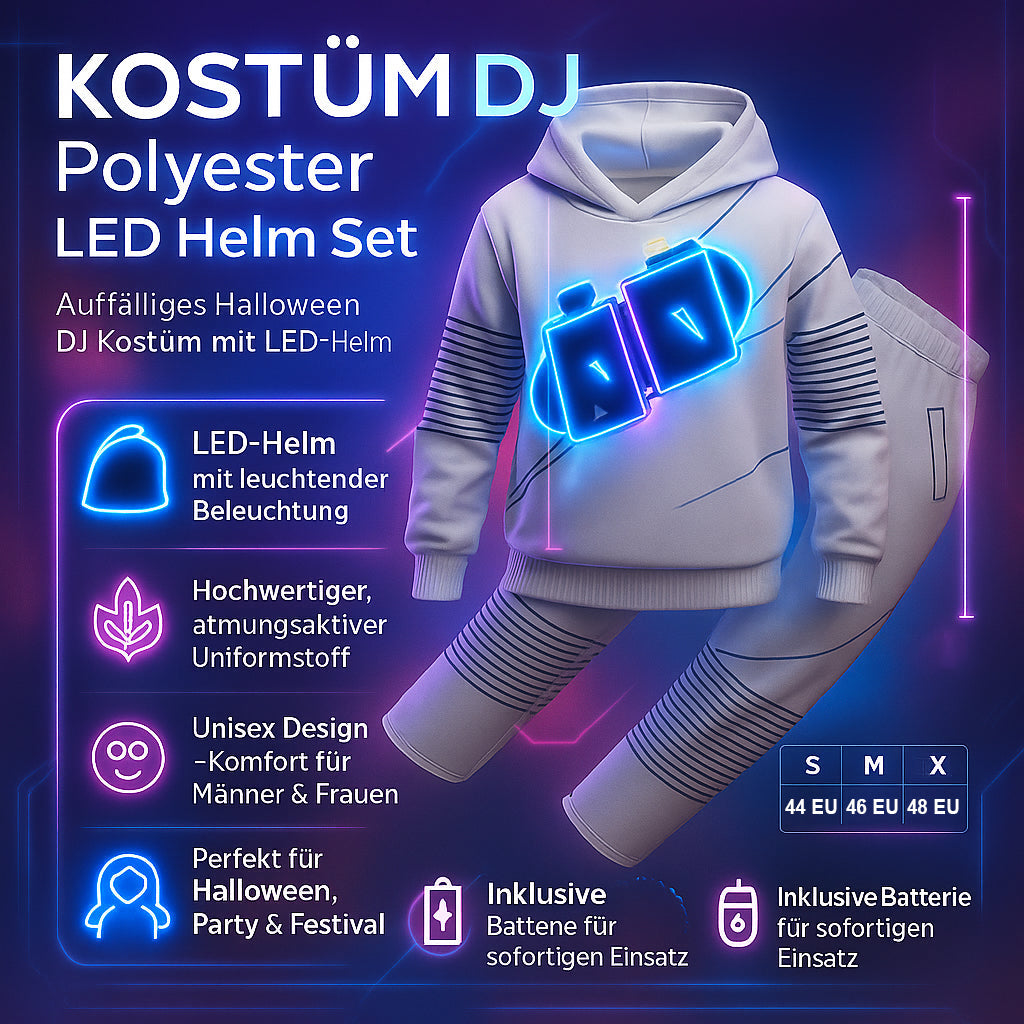 Σετ στολής DJ με κράνος LED και πολυεστέρα