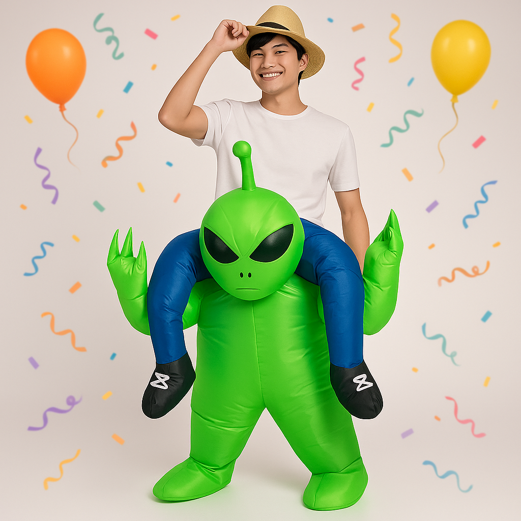 Fato insuflável de extraterrestre para adultos para o Halloween