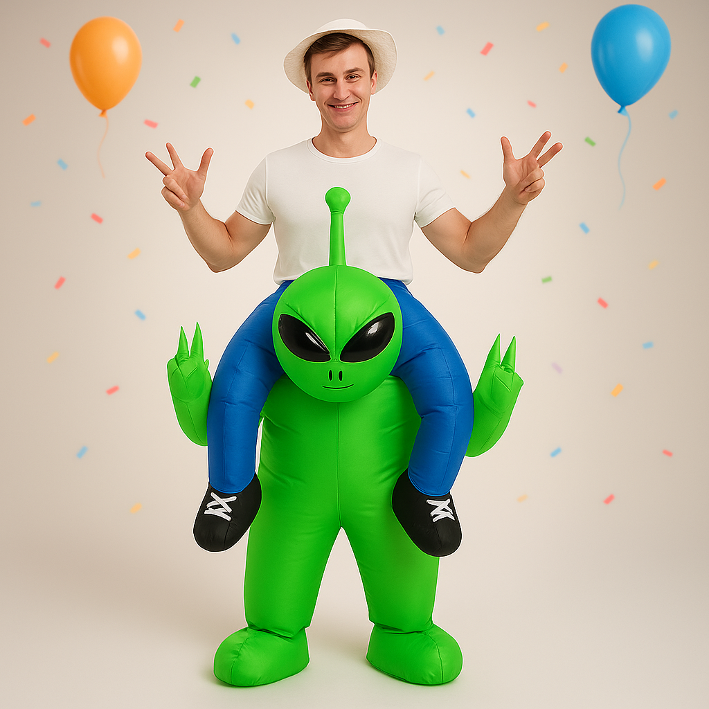 Fato insuflável de extraterrestre para adultos para o Halloween