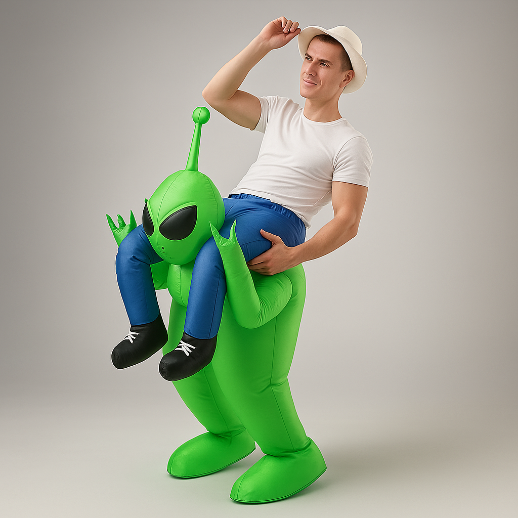 Fato insuflável de extraterrestre para adultos para o Halloween