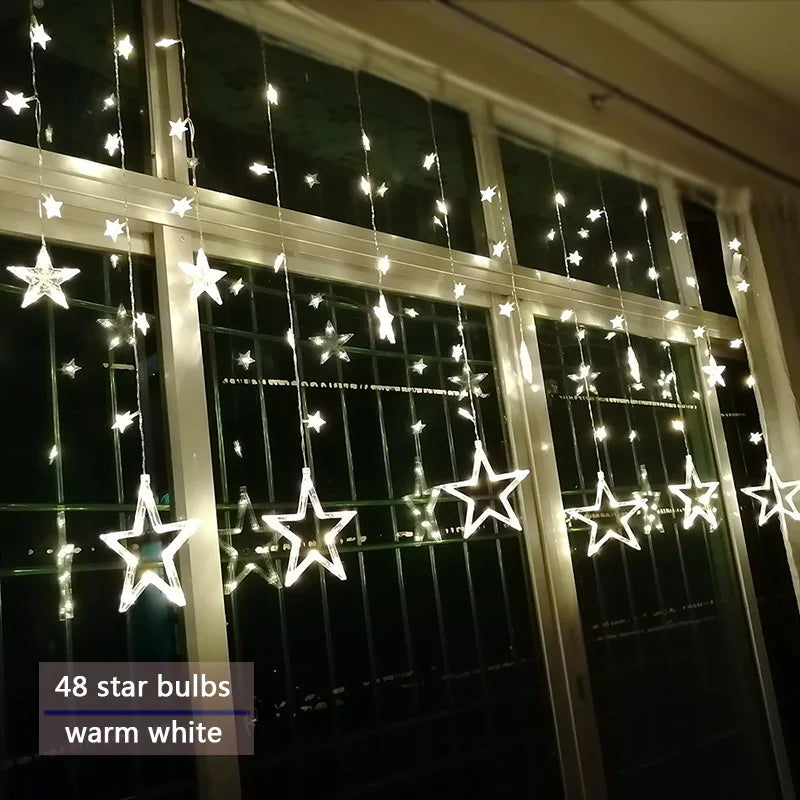 Catena luminosa a tenda con stelle LED Auraly — diverse modalità di illuminazione