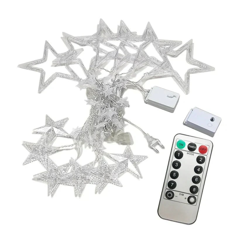 Catena luminosa a tenda con stelle LED Auraly — diverse modalità di illuminazione