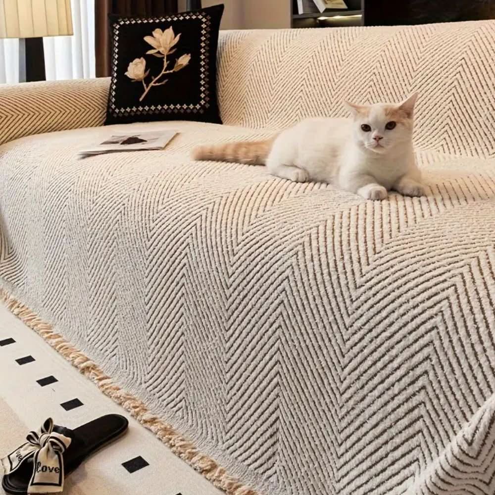 CloudWeave Herringbone Sofa Cover For Homes With Splashproof Non Slip Backing