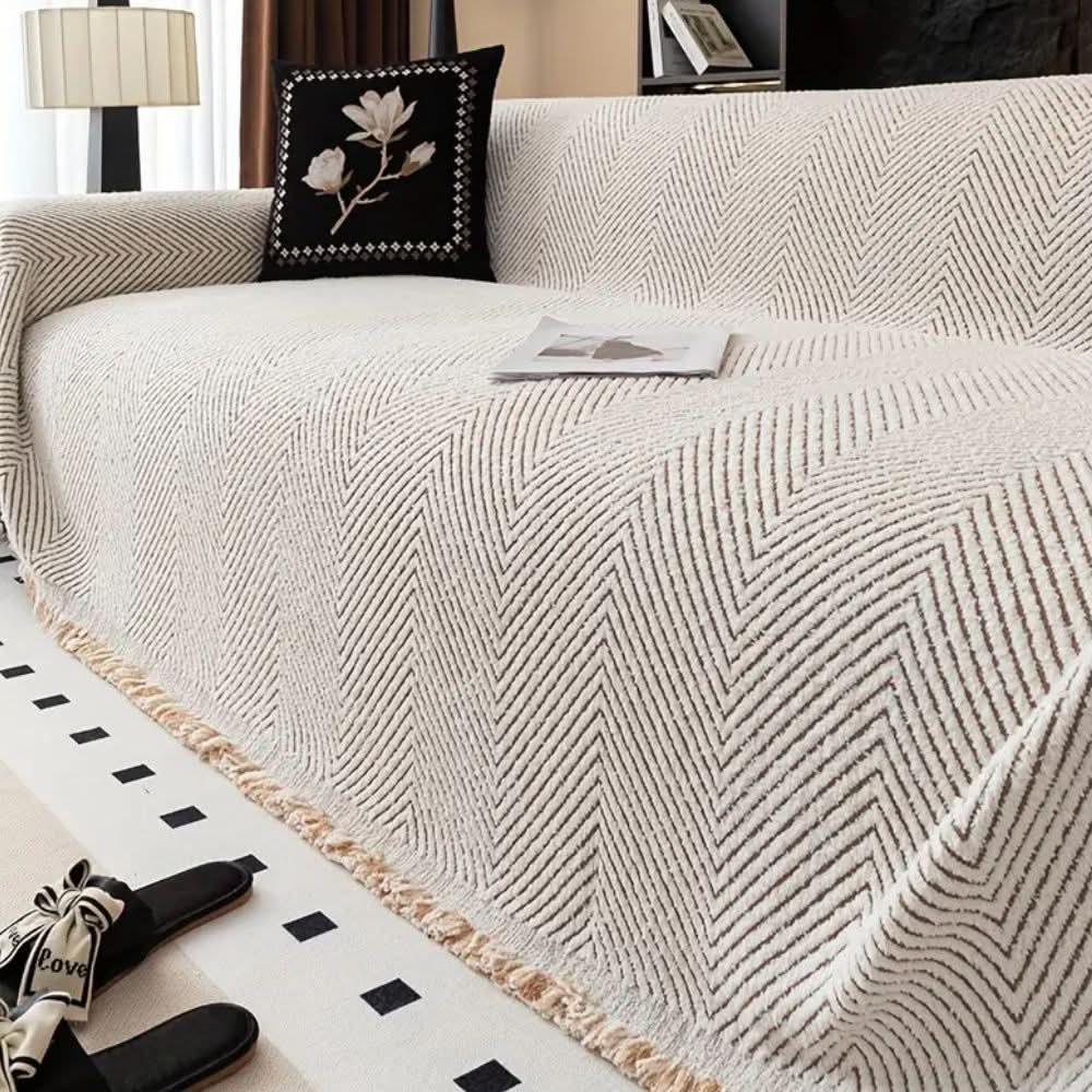 CloudWeave Herringbone Sofa Cover For Homes With Splashproof Non Slip Backing