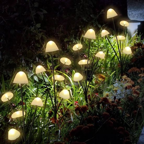 Solar Garden Light Set — 15-Piece Mushroom Design Fixtures