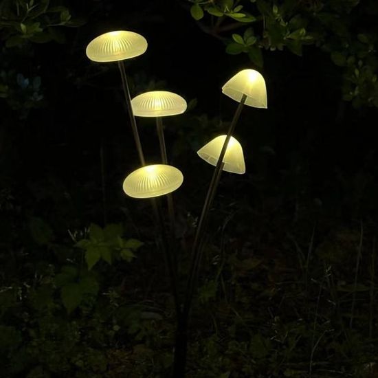 Solar Garden Light Set — 15-Piece Mushroom Design Fixtures