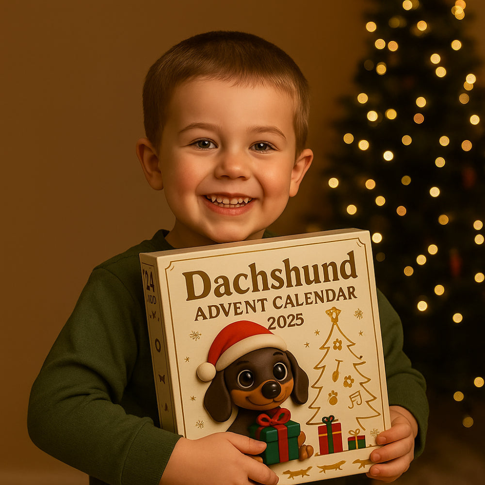Calendar Advent pentru câini 2025 — Set de numărătoare inversă cu 24 de figurine teckel