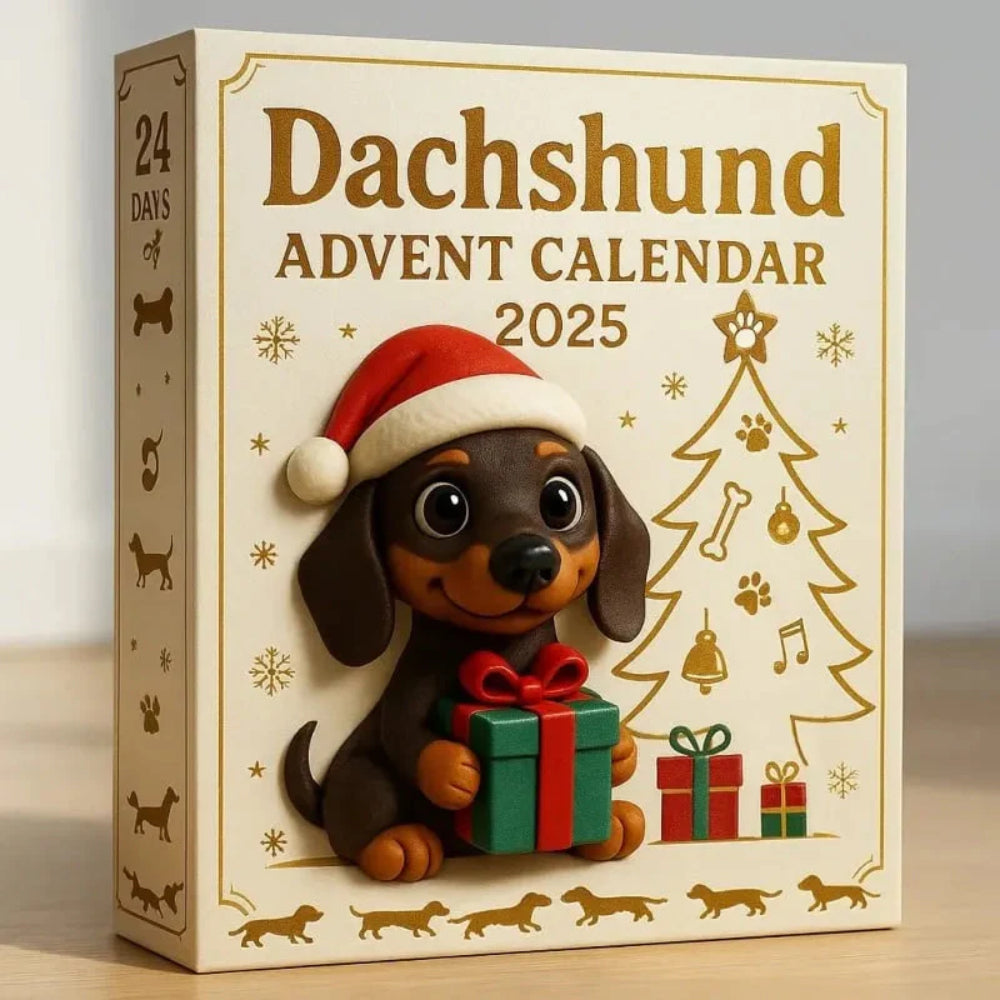 Calendar Advent pentru câini 2025 — Set de numărătoare inversă cu 24 de figurine teckel