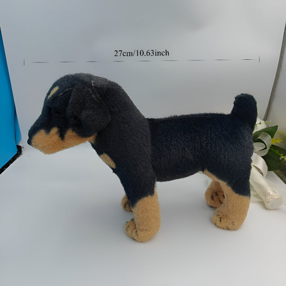 Jucărie realistă de pluș pentru câini, în poziție verticală — Animal de pluș negru și maro, 12 inch