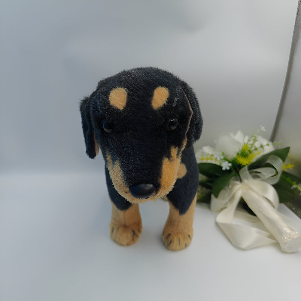 Jucărie realistă de pluș pentru câini, în poziție verticală — Animal de pluș negru și maro, 12 inch