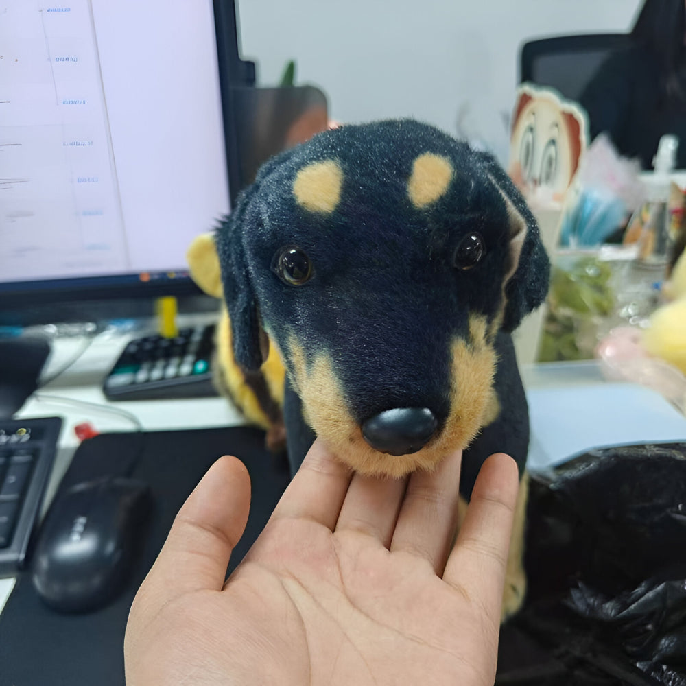 Jucărie realistă de pluș pentru câini, în poziție verticală — Animal de pluș negru și maro, 12 inch