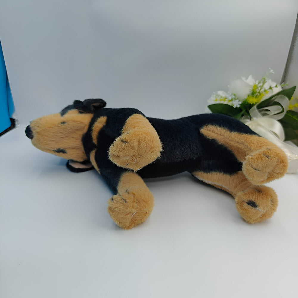 Jucărie realistă de pluș pentru câini, în poziție verticală — Animal de pluș negru și maro, 12 inch