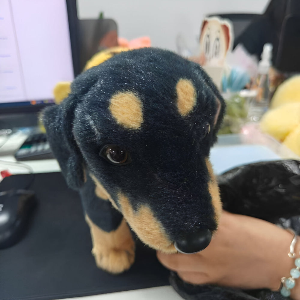 Jucărie realistă de pluș pentru câini, în poziție verticală — Animal de pluș negru și maro, 12 inch