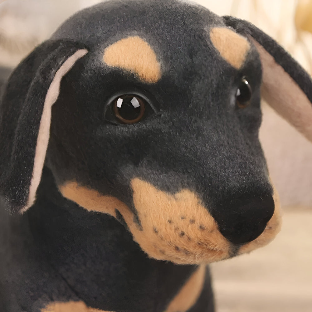 Jucărie realistă de pluș pentru câini, în poziție verticală — Animal de pluș negru și maro, 12 inch