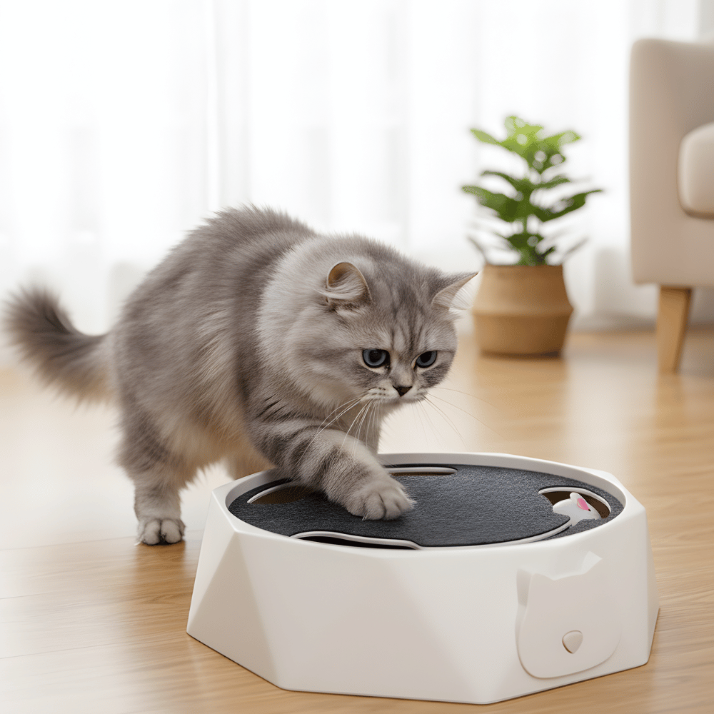 HuntNest インタラクティブ猫用おもちゃ - 動くパッドでネズミを追いかけるゲーム