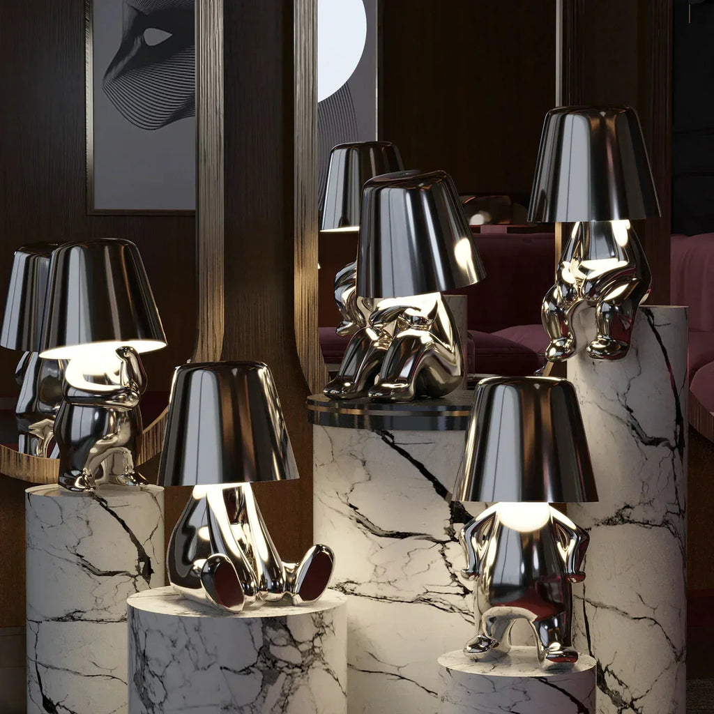 Modern Gold LED Table Lamp — Wireless Figurine, 18x9.6cm, 3W