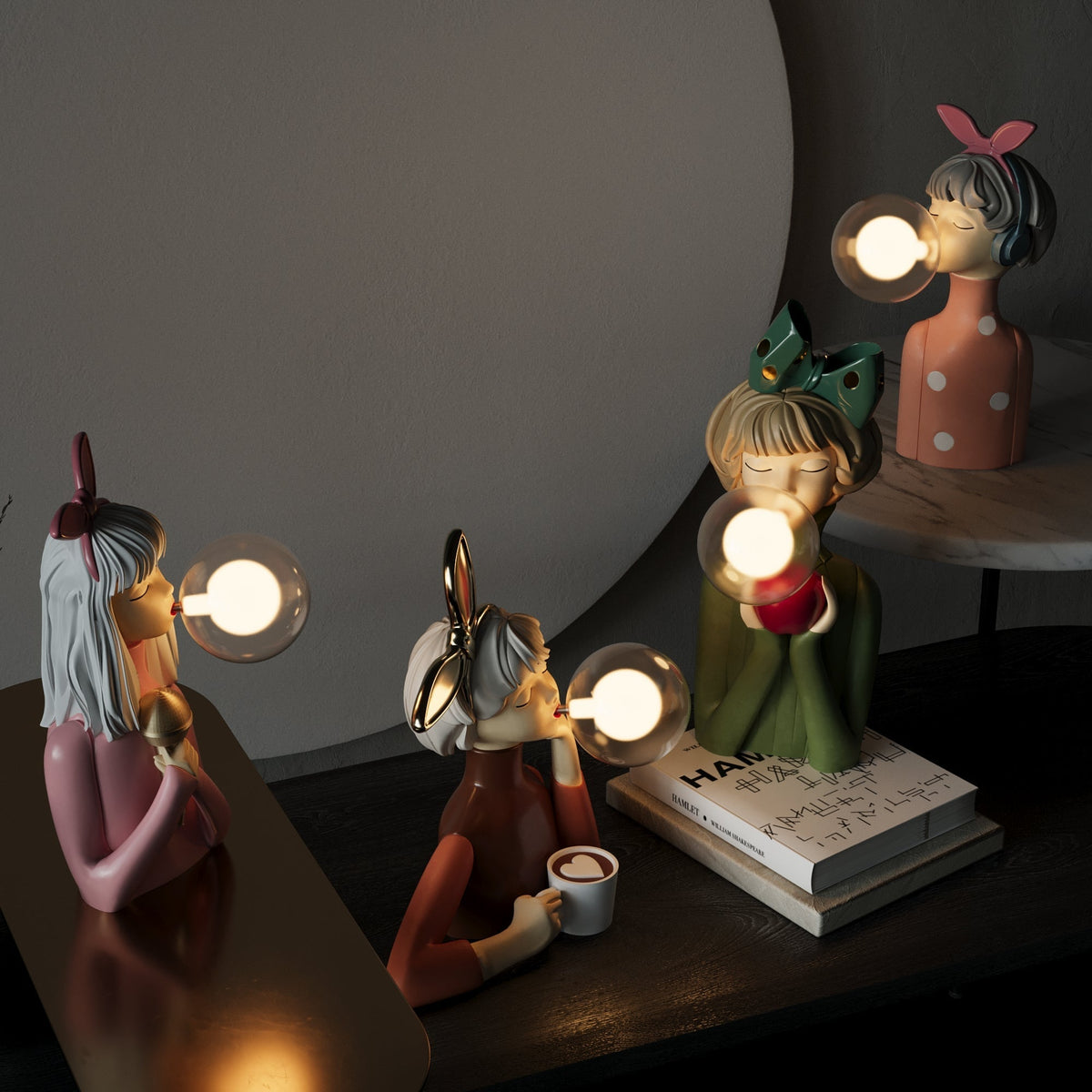 Lampada da tavolo Ardenza SophiLux — base in legno, paralume in tessuto