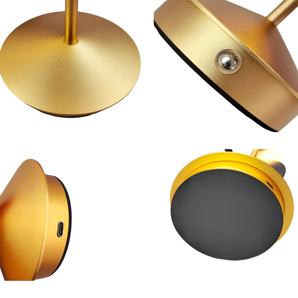 مصباح طاولة LED لاسلكي قابل لتعتيم الإضاءة — هيكل دائري من الألومنيوم، 11 Inches