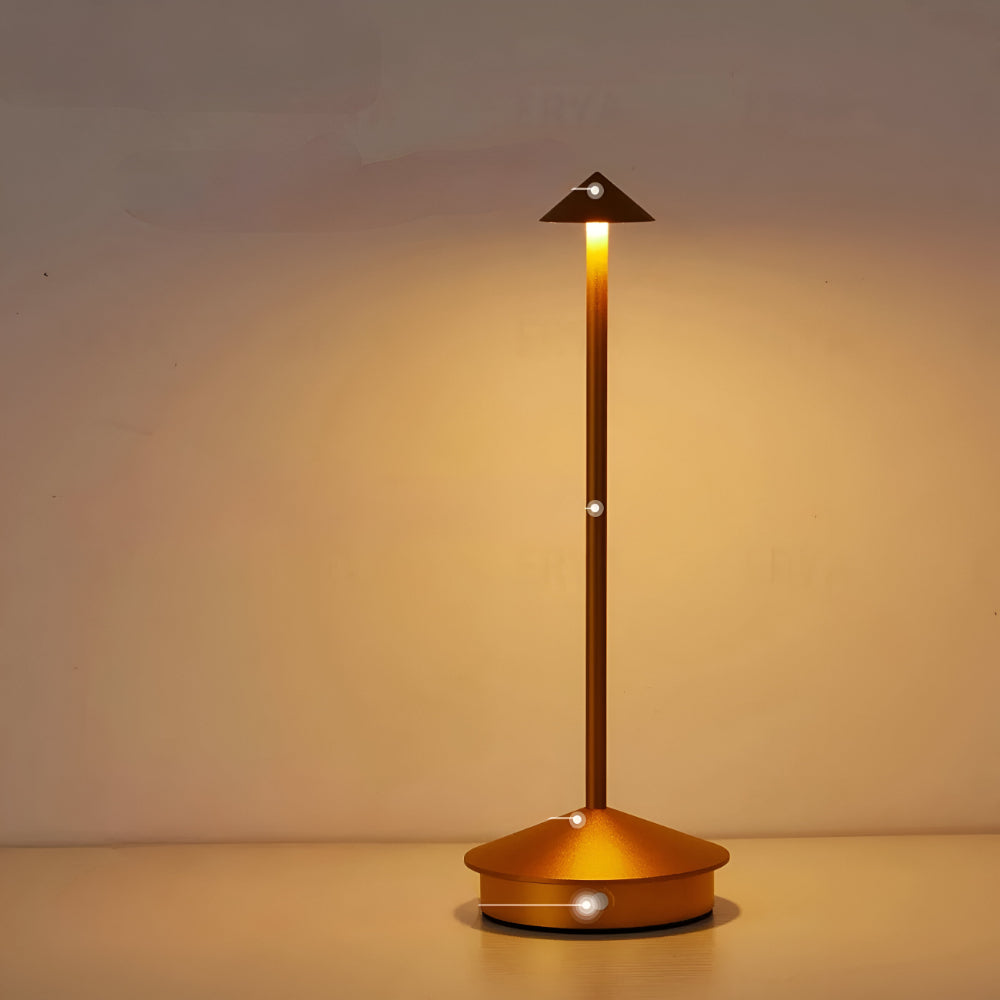 مصباح طاولة LED لاسلكي قابل لتعتيم الإضاءة — هيكل دائري من الألومنيوم، 11 Inches