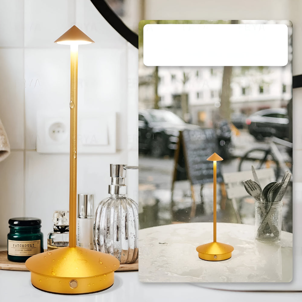 مصباح طاولة LED لاسلكي قابل لتعتيم الإضاءة — هيكل دائري من الألومنيوم، 11 Inches