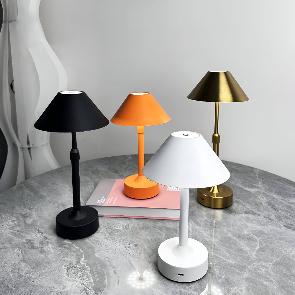 Modern Aluminum Table Lamp — Dimmable LED, Wireless, Warm White Illumination